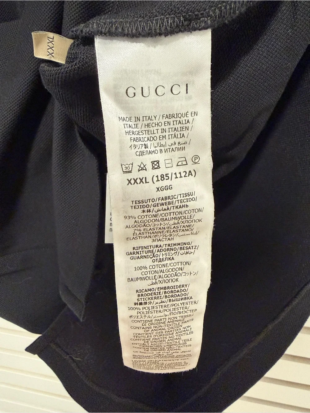 Gucci Piquet Polo Interlocking G Collar Black XXXL